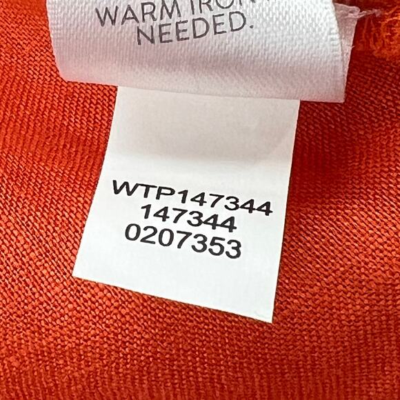 J. Jill Linen Button Down Shirt Long Sleeves Orange Summer - Picture 7 of 8